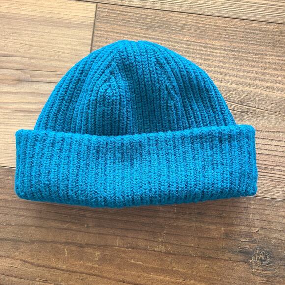 The North Face Youth Salty One Size Knit Beanie Dusk Blue Box Logo Winter Hat - Picture 2 of 7